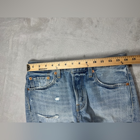 Levi’s 501 Cut Off Distressed Button Fly Waveline Denim Blue Jean Shorts 26 - Picture 6 of 16